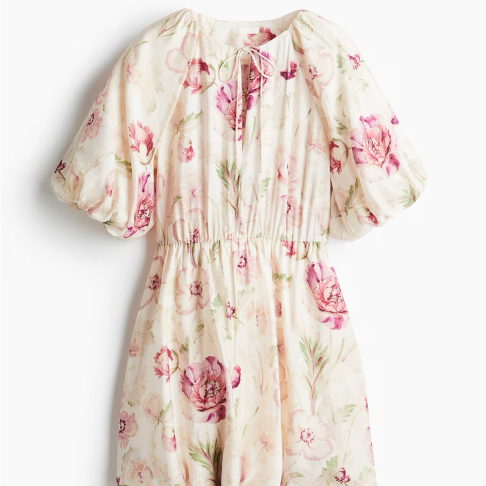 H&M Cream Dress with Pink Floral Print
